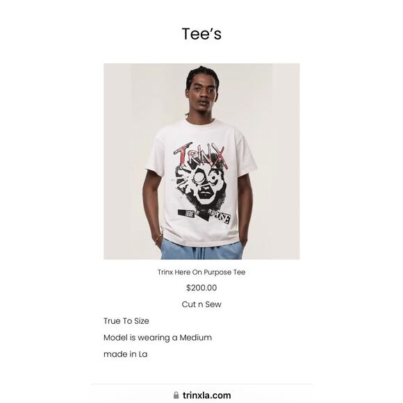 Trinx Here On Purpose T Shirt Men's Size XL TRINX LA Streetwear - Picture 3 of 3